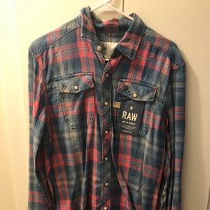 G-Star Landoh shirt, indigo sugar check